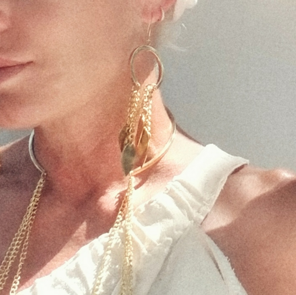BISJOUX Wind chimes feather chandelier earrings